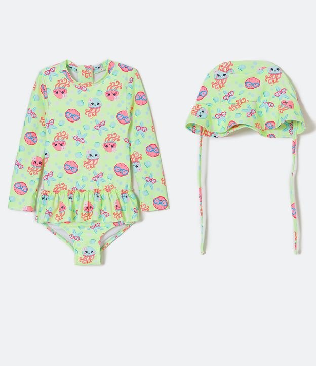 Conjunto Infantil Estampado Animalitos del Mar y Sombrero - Talle 6/12 a 4 años