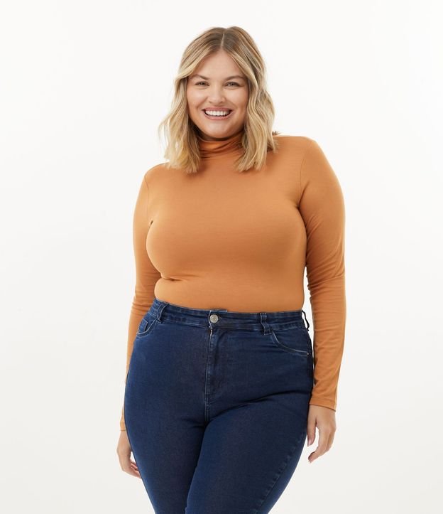 Blusa Manga Larga en Viscolycra con Cuello Alto Curve & Plus Size