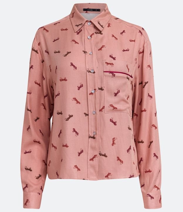 Camisa en Viscosa con Estampado de Caballos 6