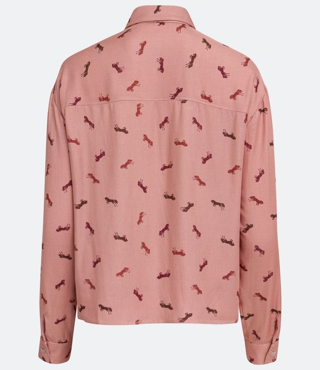 Camisa en Viscosa con Estampado de Caballos 7