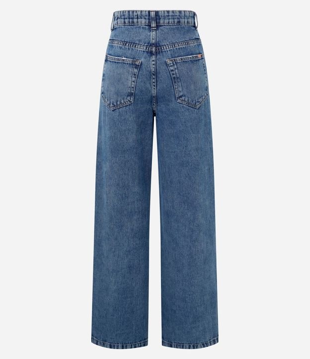 Pantalón Wide Leg Jeans con Cintura Alta y Pespontos Contrastantes 8