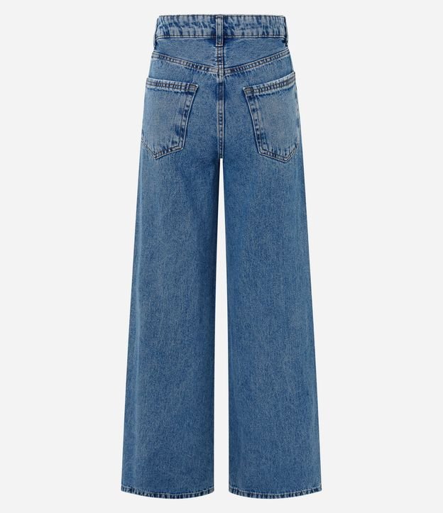 Pantalón Wide Leg Jeans con Cintura Alta y Pespontos Contrastantes 9