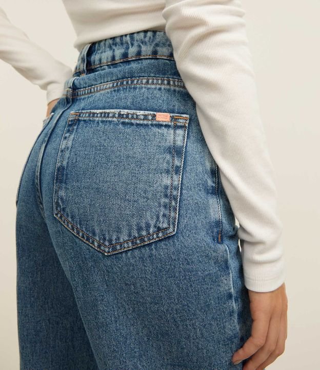 Pantalón Wide Leg Jeans con Cintura Alta y Pespontos Contrastantes 6