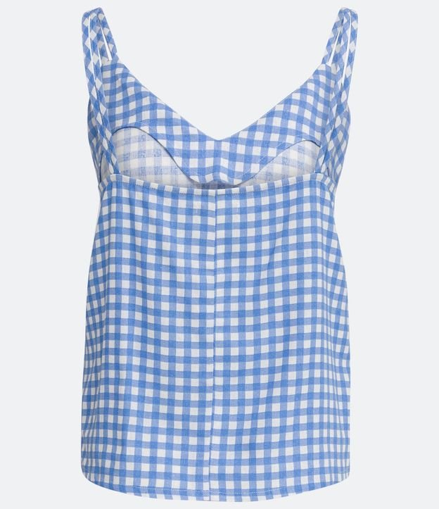 Blusa Musculosa en Viscolino con Estampado de Cuadros 7