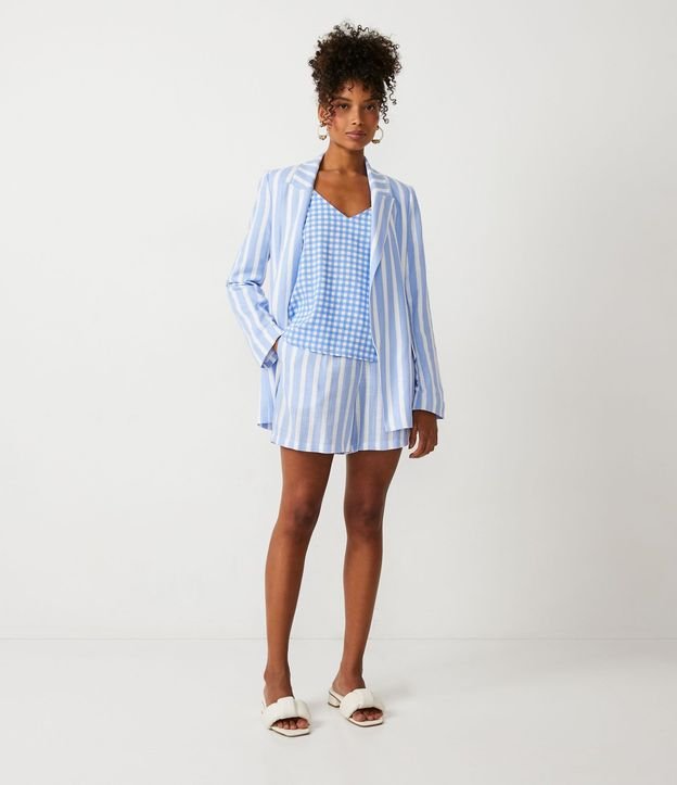 Blusa Musculosa en Viscolino con Estampado de Cuadros 3