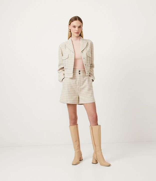 Short en Tweed con Estampado de Cuadros Pied-de-poule