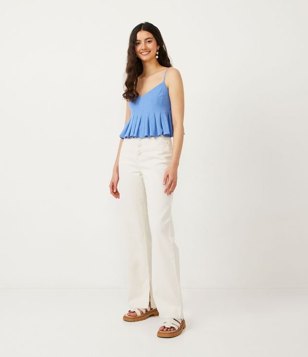 Blusa Musculosa Cropped con Tirantes Finos y Pliegues 2