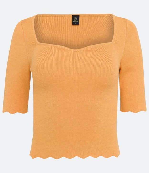 Blusa de Punto con Escote Cuadrado y Volados en la Barra 6
