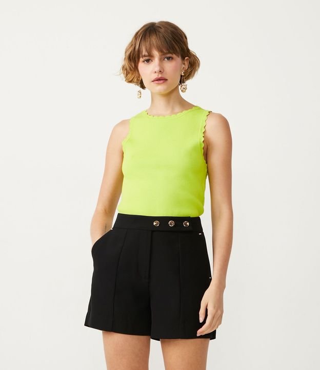 Blusa Musculosa de Punto con Detalle de Ondinhas