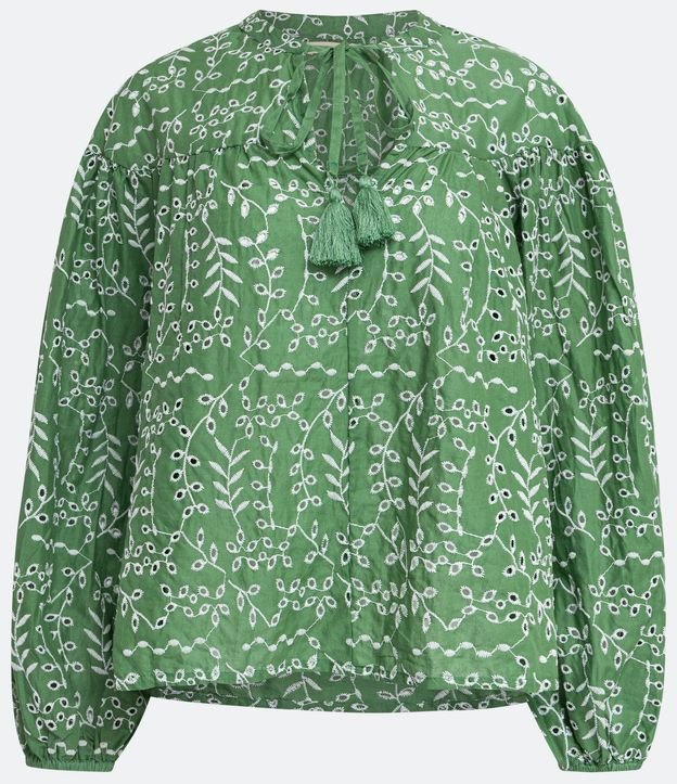 Blusa Bata en Laise con Mangas Abullonadas 5