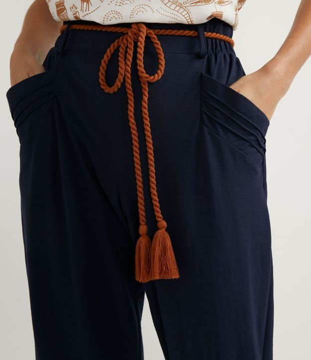Pantalón Harem en Viscosa con Detalle en el Bolsillo y Cordón en la Cintura 3