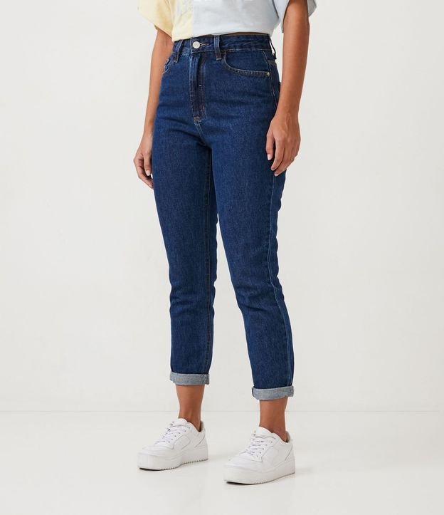 Pantalón Mom en Jeans con Cintura Alta y Costura Aparente 2