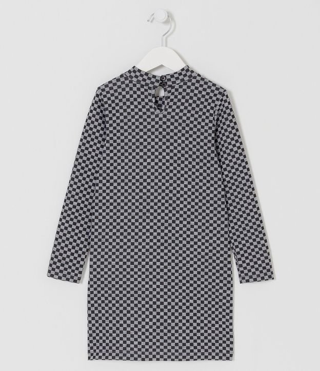 Vestido Infantil con Patrón Cuadrillé Grid y Bordado Neón - Talle 5 a 14 años 2