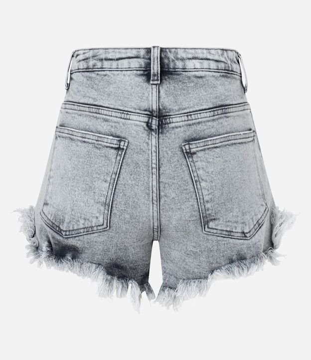 Short Hot Pants Jeans con Cintura Alta y Terminación Deshilachada 7