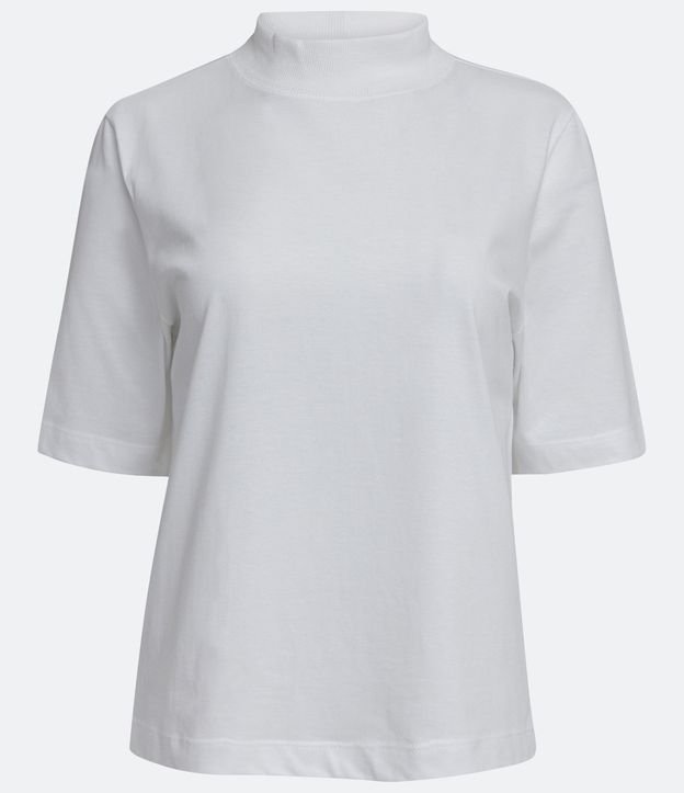 Blusa en Algodón con Cuello Alto y Manga Corta