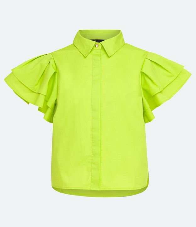 Camisa en Algodón con Manga Corta y Volados 6