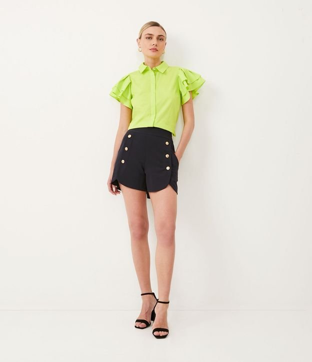 Camisa en Algodón con Manga Corta y Volados 3