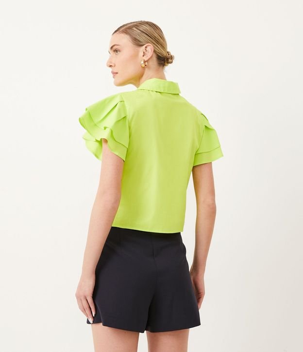 Camisa en Algodón con Manga Corta y Volados 4