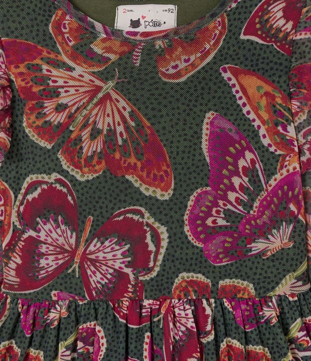 Vestido Infantil en Tul con Estampado de Mariposas - Talle 1 a 5 años 3