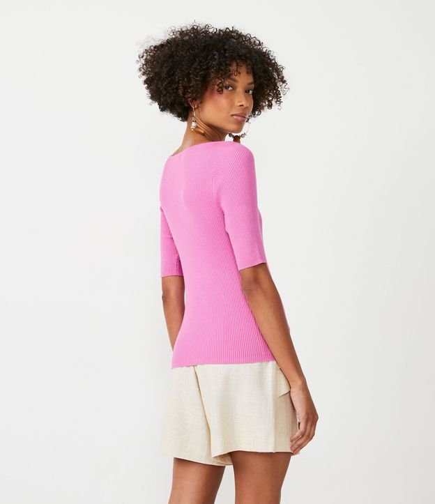 Blusa de Punto Acanalada con Cuello Barco 3