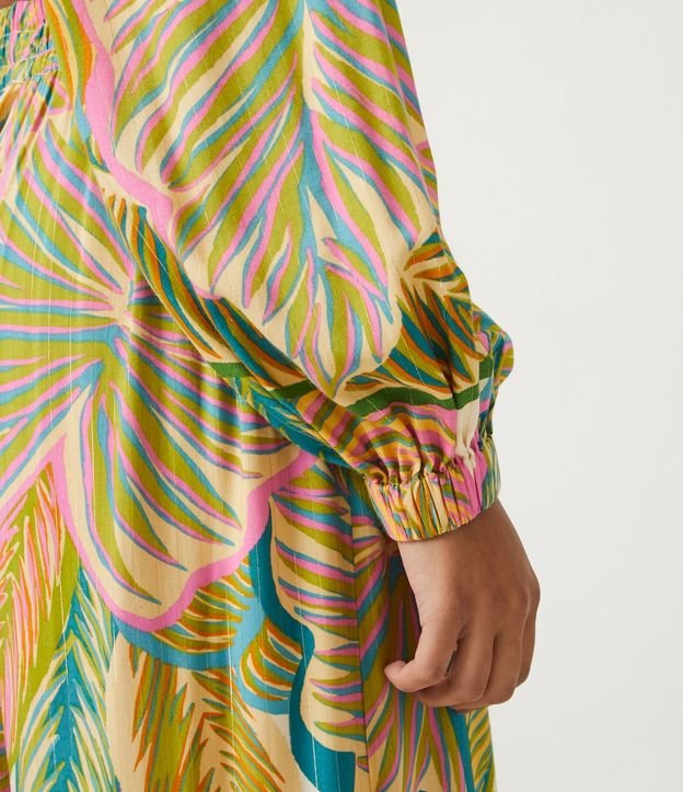 Blusa Cropped en Viscosa con Manga Larga y Estampado Follajes 5