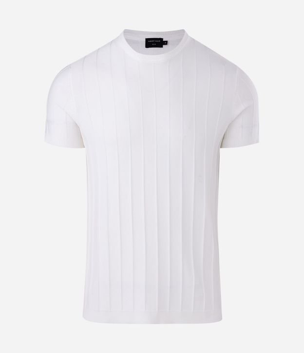 Remera Slim en Viscosa con Textura de Rayas y Manga Corta 11