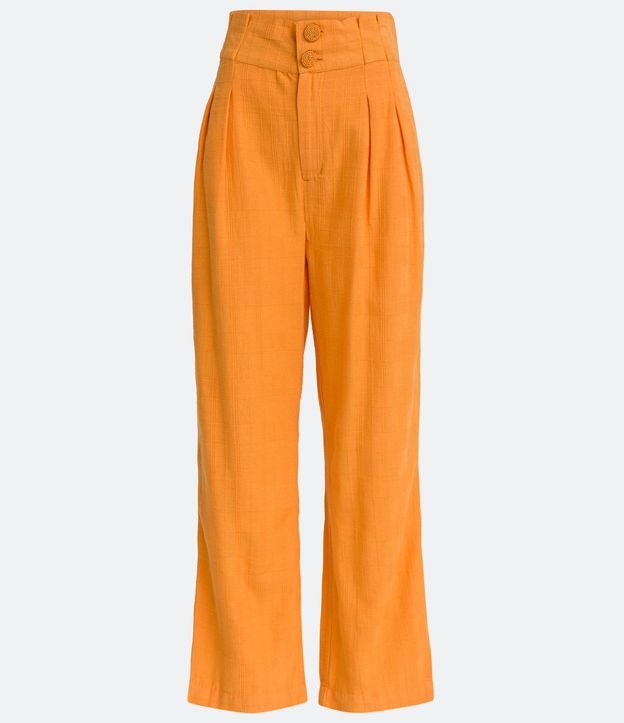 Pantalón Recto Cintura Alta en Algodón con Botones Dobles 5