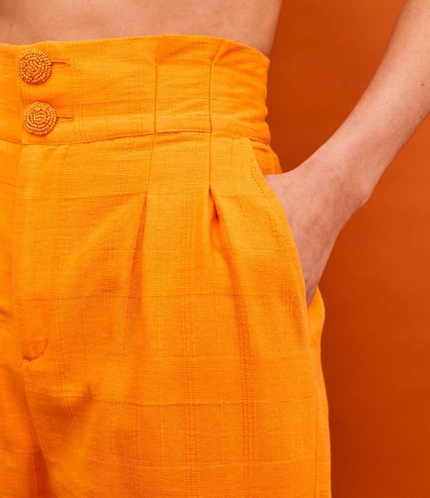 Pantalón Recto Cintura Alta en Algodón con Botones Dobles 4