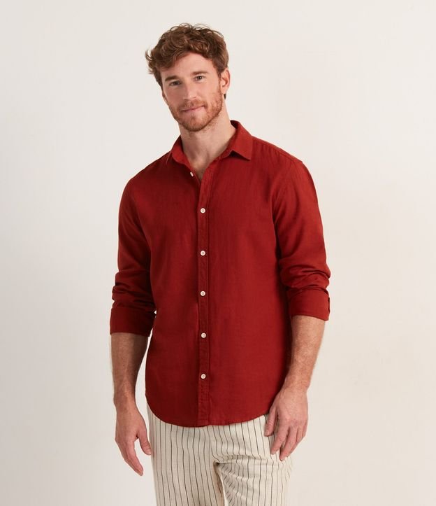 Camisa Comfort Básica en Lino Manga Larga