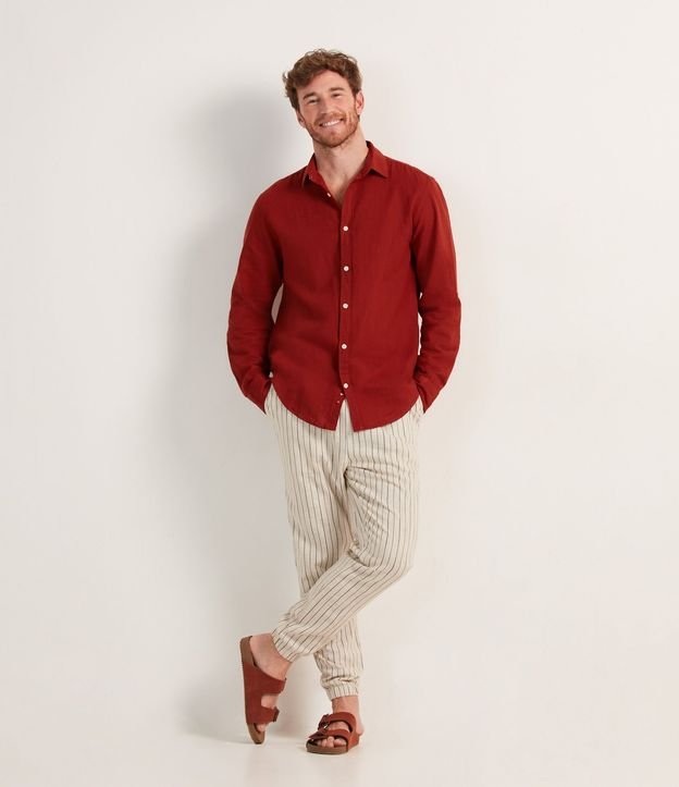 Camisa Comfort Básica en Lino Manga Larga 2