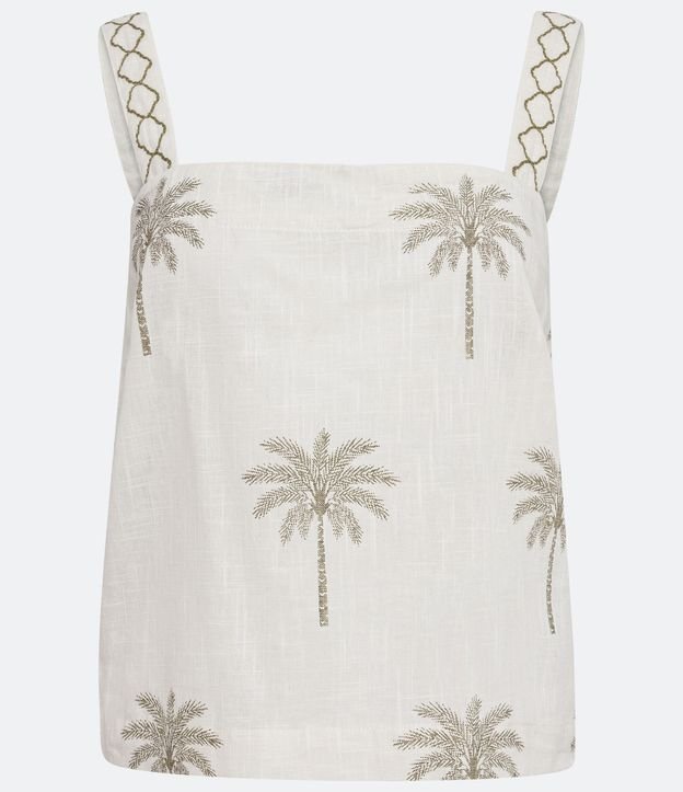 Blusa Musculosa con Tirante Ancho Contrastante y Estampado de Cocotero 5