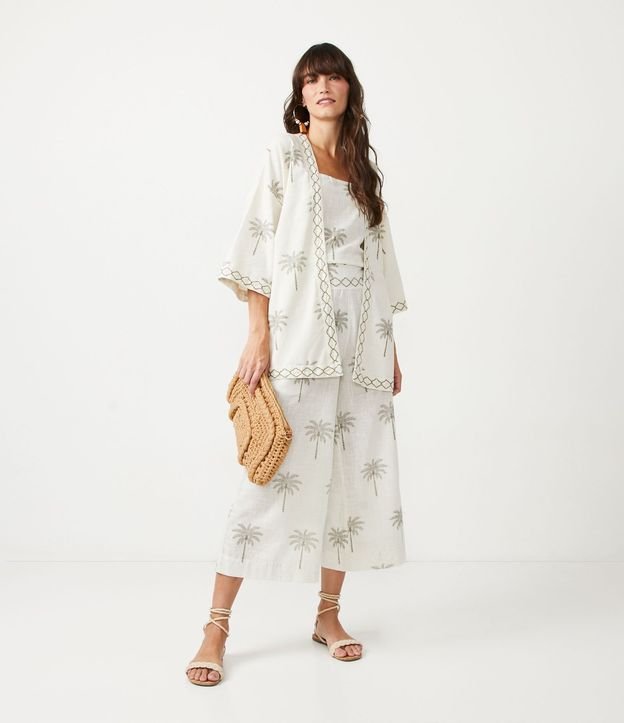 Blusa Musculosa con Tirante Ancho Contrastante y Estampado de Cocotero 2