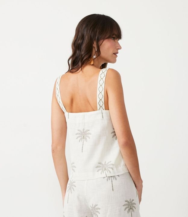 Blusa Musculosa con Tirante Ancho Contrastante y Estampado de Cocotero 3
