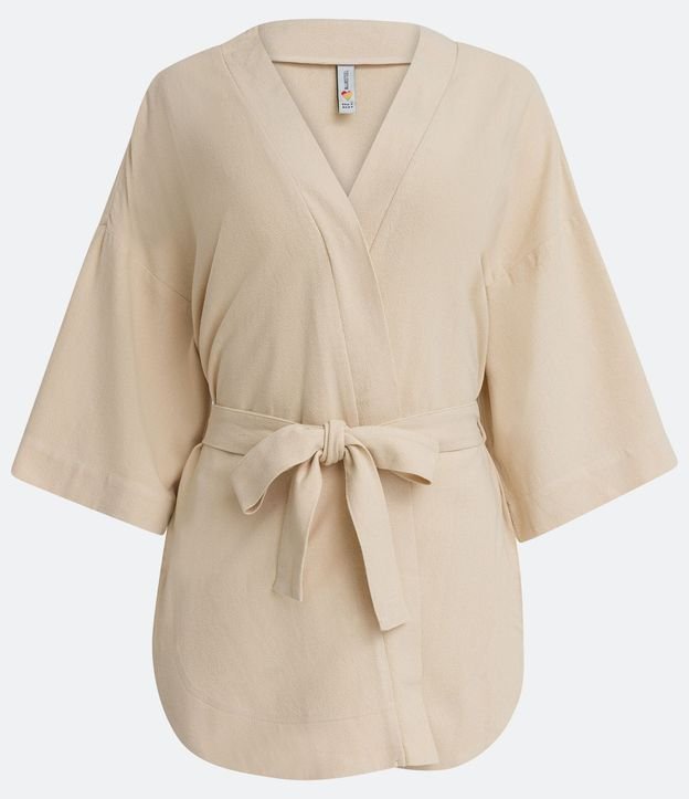 Kimono Alargado en Viscolino con Manga Ampla y Faixa Pespontada 5
