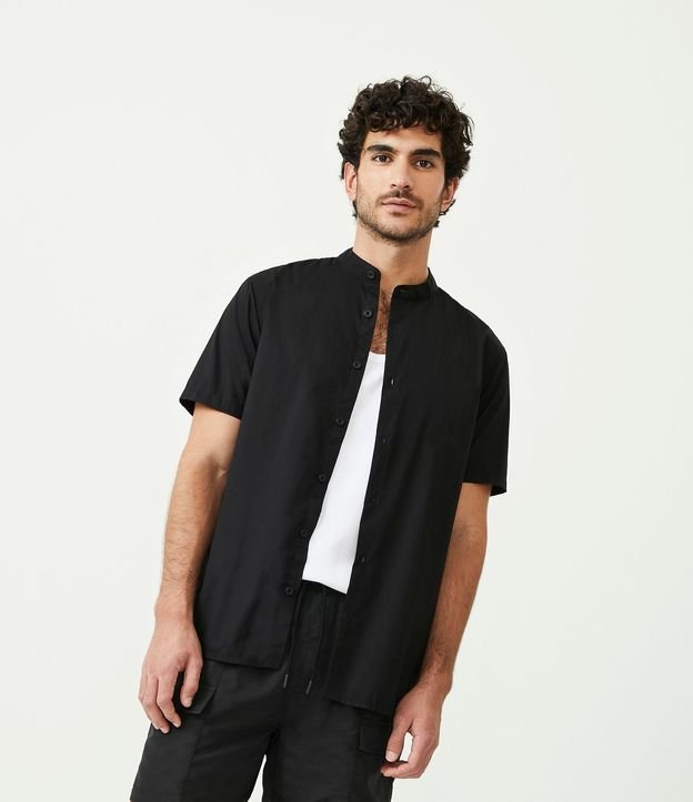 Camisa Slim en Algodón con Cuello Mao 2