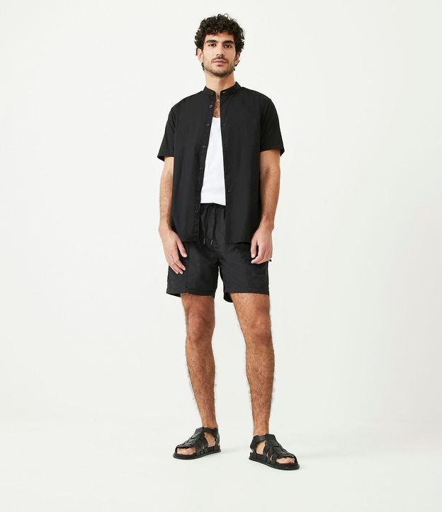 Camisa Slim en Algodón con Cuello Mao 3
