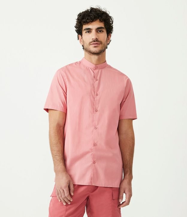 Camisa Slim en Algodón con Cuello Mao