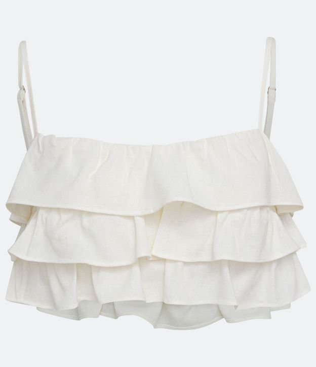 Blusa Cropped de Tirantes en Lino con Volados 7