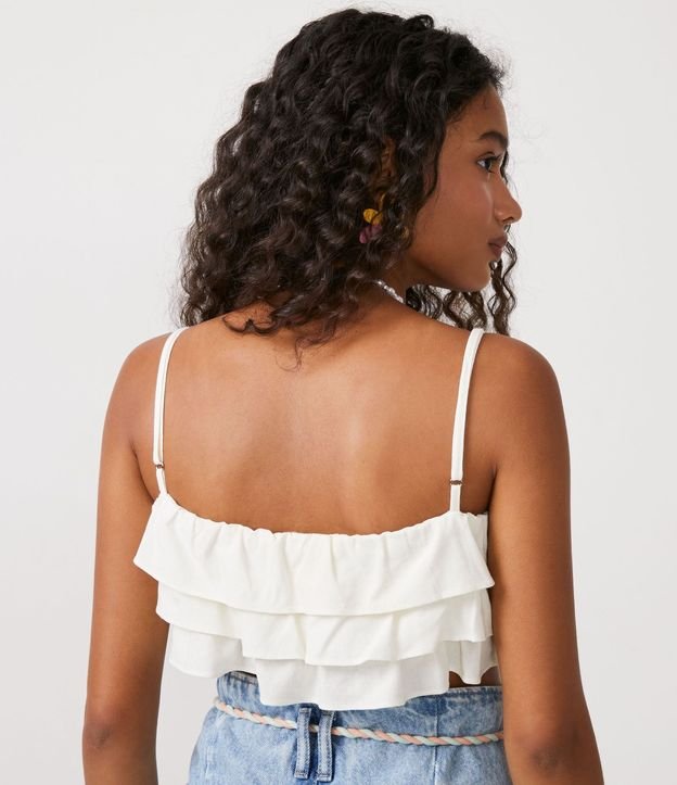 Blusa Cropped de Tirantes en Lino con Volados 4