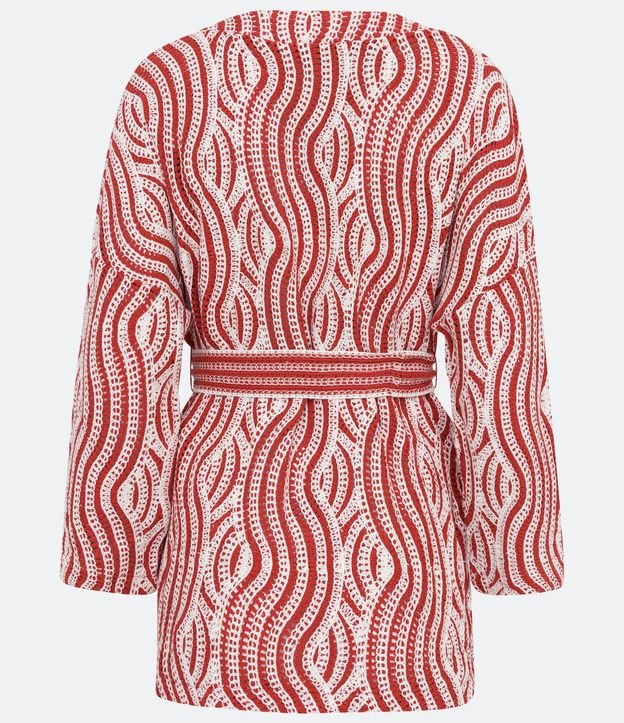 Cardigan Alargado de Punto con Lazo y Estampado Geométrico 7