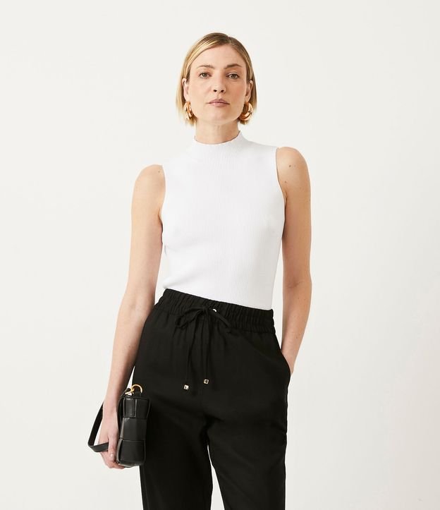 Blusa Musculosa Básica de Punto con Cuello Alto