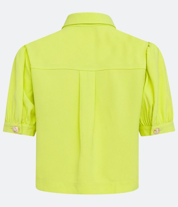 Camisa Manga Corta en Crepé con Bolsillos Delanteros y Botones Diferenciados 8