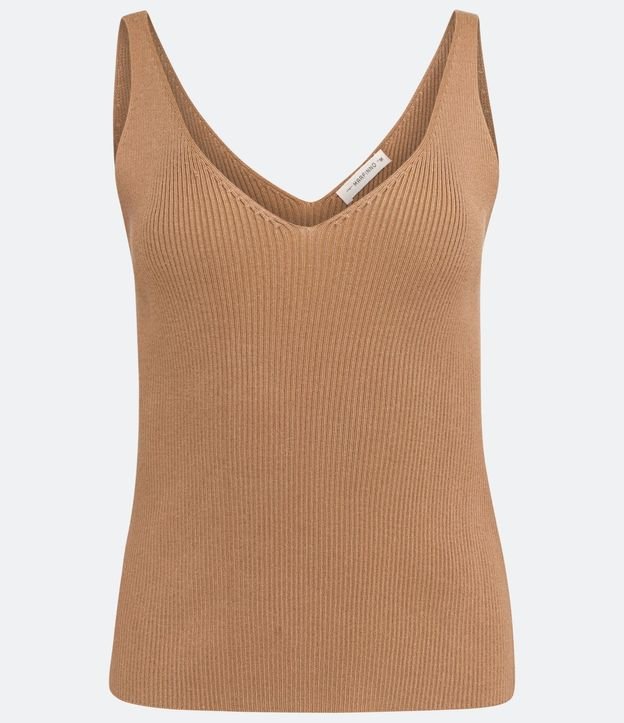 Blusa Musculosa en Punto Acanalado con Escote V 6
