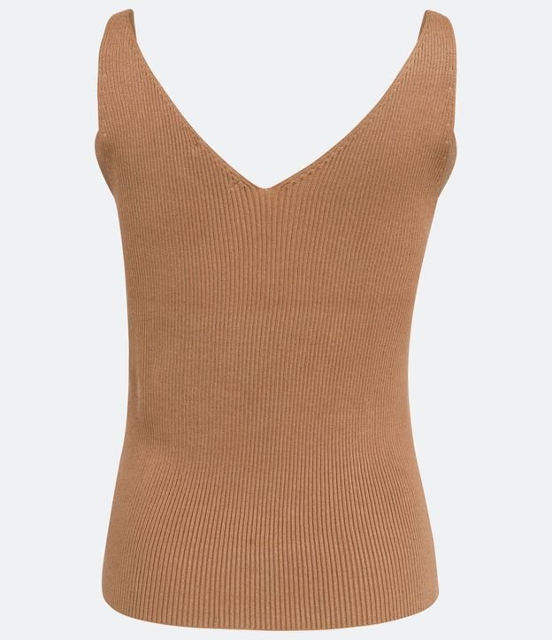 Blusa Musculosa en Punto Acanalado con Escote V 7