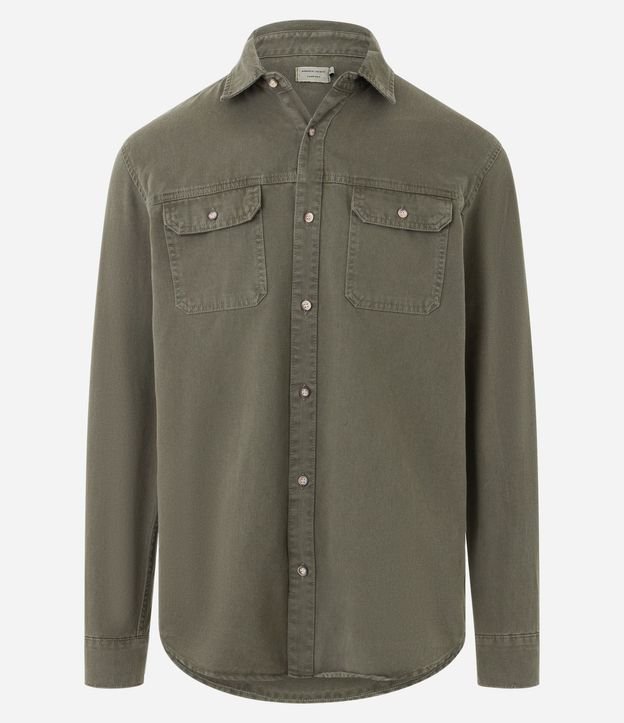 Camisa Comfort en Algodón con Bolsillos Solapa y Abotonado 4