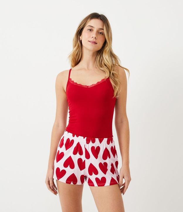 Pijama Short Doll en Algodón con Estampa Corazón 2