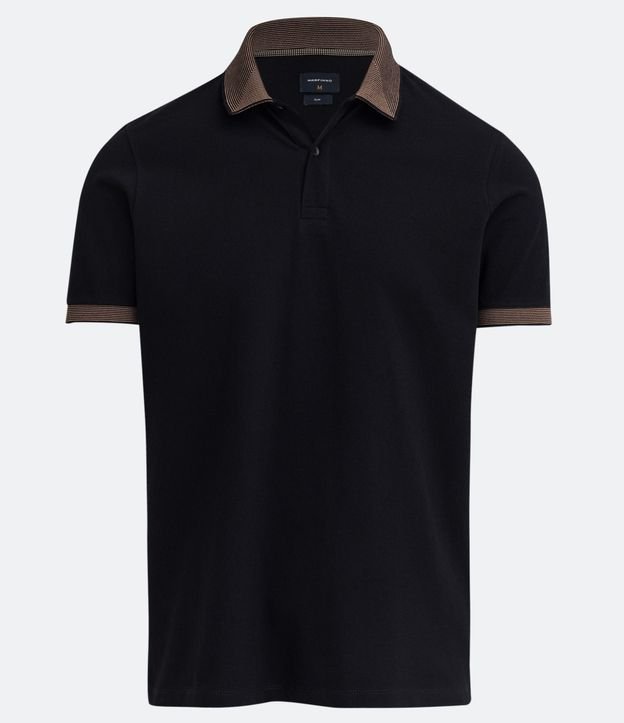 Polo Slim en Algodón con Botones y Detalles Contrastantes