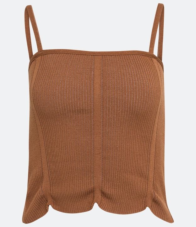 Blusa Musculosa de Punto Acanalado con Dobladillo Ondulado 5
