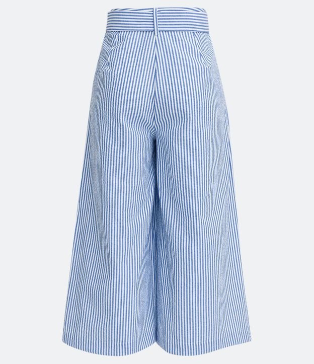 Pantalón Pantacourt en Algodón con Estampado de Rayas y Cinturón 6