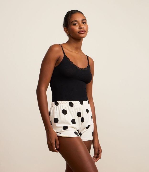 Pijama Short Doll en Rib con Encaje y Estampa de Lunares 2